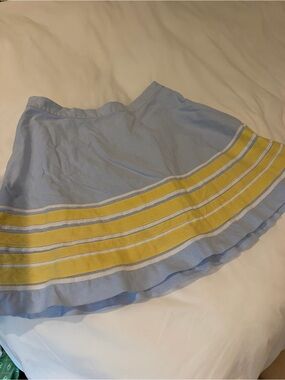 Vineyard Vines Light Blue Skater Skirt with Yellow Stripe Hem